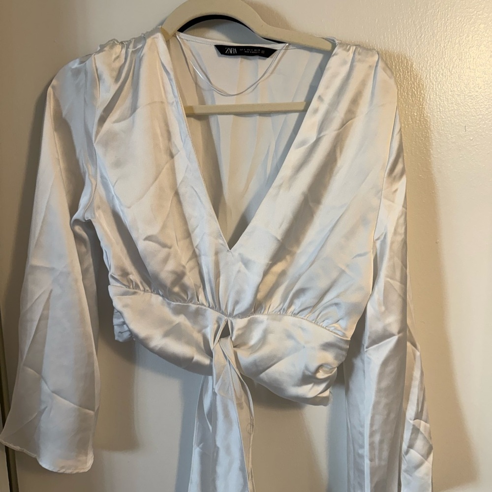 Zara Elegant White Wrap Top